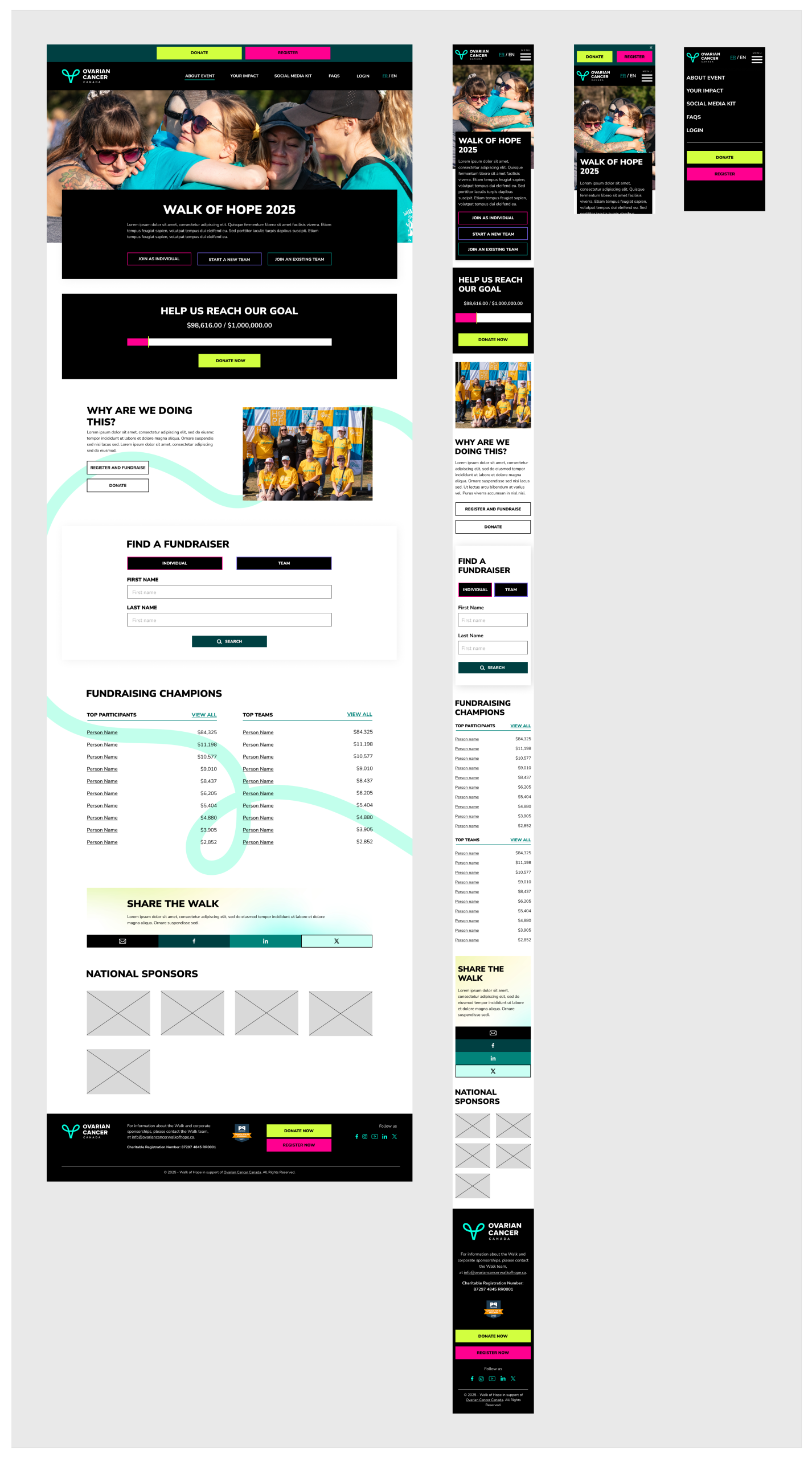 Ovarian Cancer Canada - Walk of Hope - New site designs by Justine Pitcher