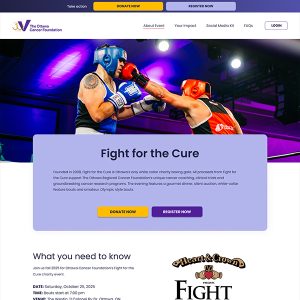 Screenshot of the Ottawa Cancer Foundation website designed by Justine Pitcher